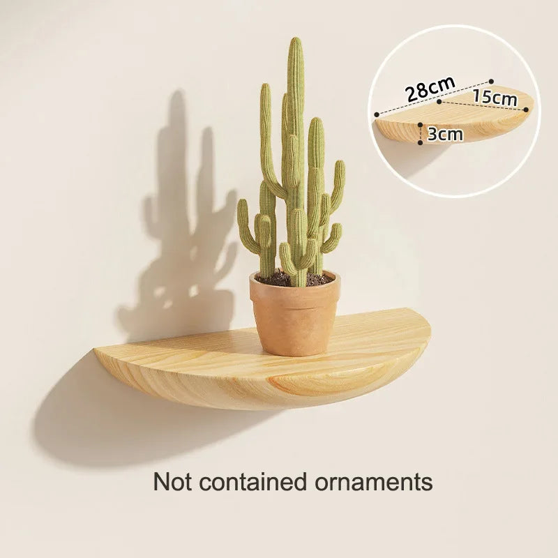 Solid Wooden Semicircle Wall Shelves
