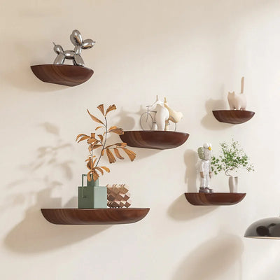 Solid Wooden Semicircle Wall Shelves