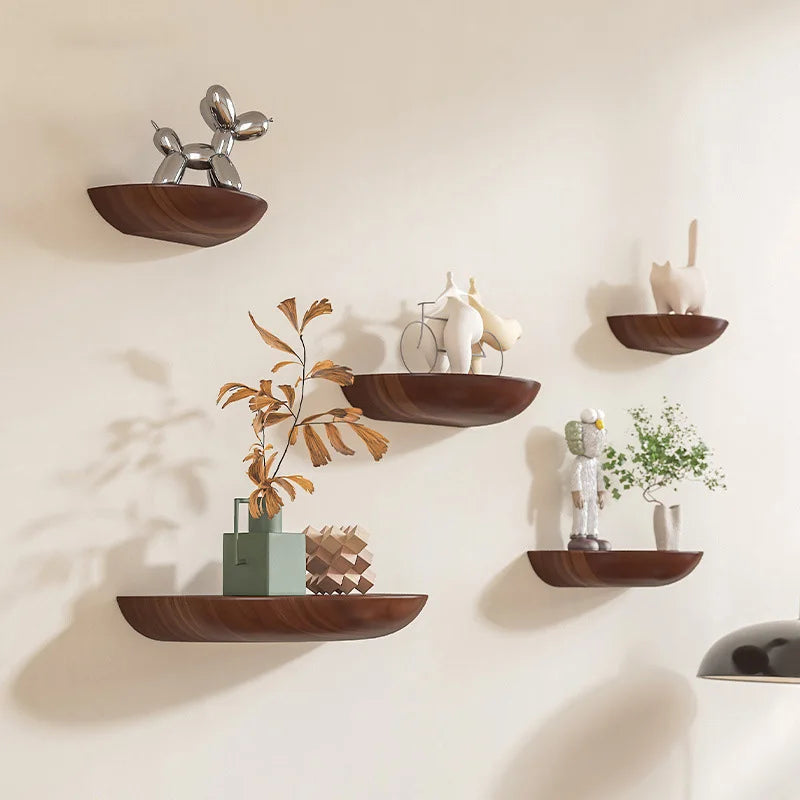 Solid Wooden Semicircle Wall Shelves