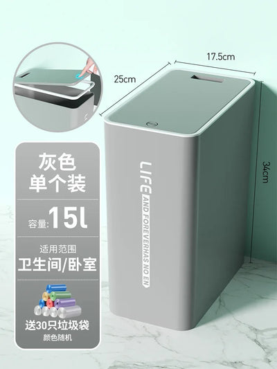 Smart Bathroom Trash Can with Cover Light