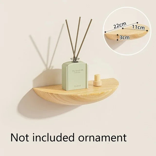 Solid Wooden Semicircle Wall Shelves