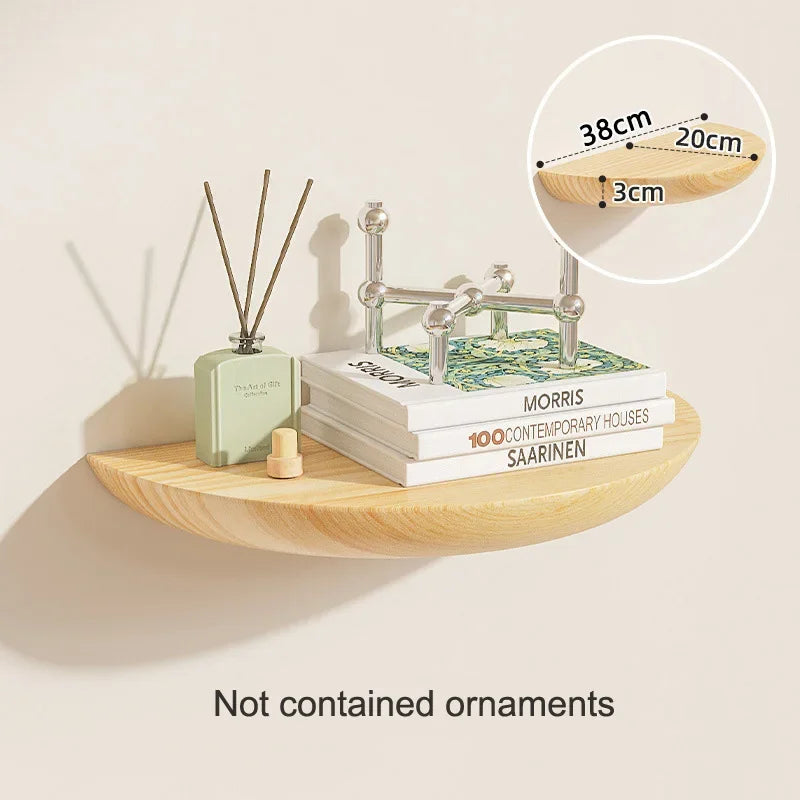 Solid Wooden Semicircle Wall Shelves