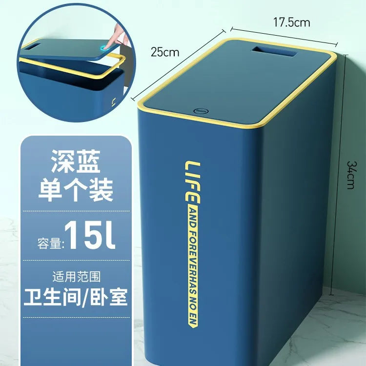 Smart Bathroom Trash Can with Cover Light