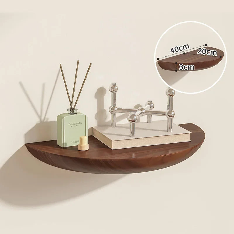 Solid Wooden Semicircle Wall Shelves